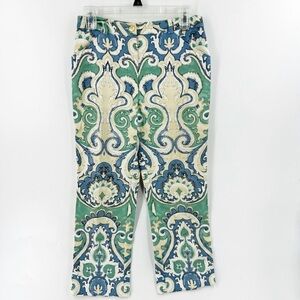✅ St‎ John Sport Pastel Color Paisley Trouser WIDE LEG Pants Size 6